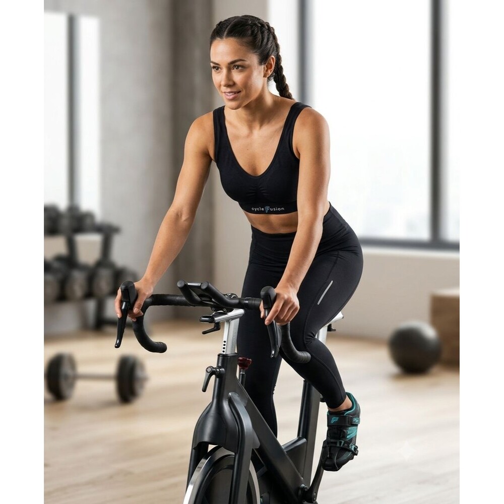 Women's Black Cycle Fusion Wireless Sports Performance Bra Sz Medium